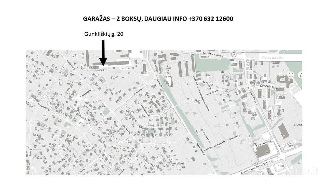 Garažas 2 boksu (50 kv) išnuomojamas T.vokė