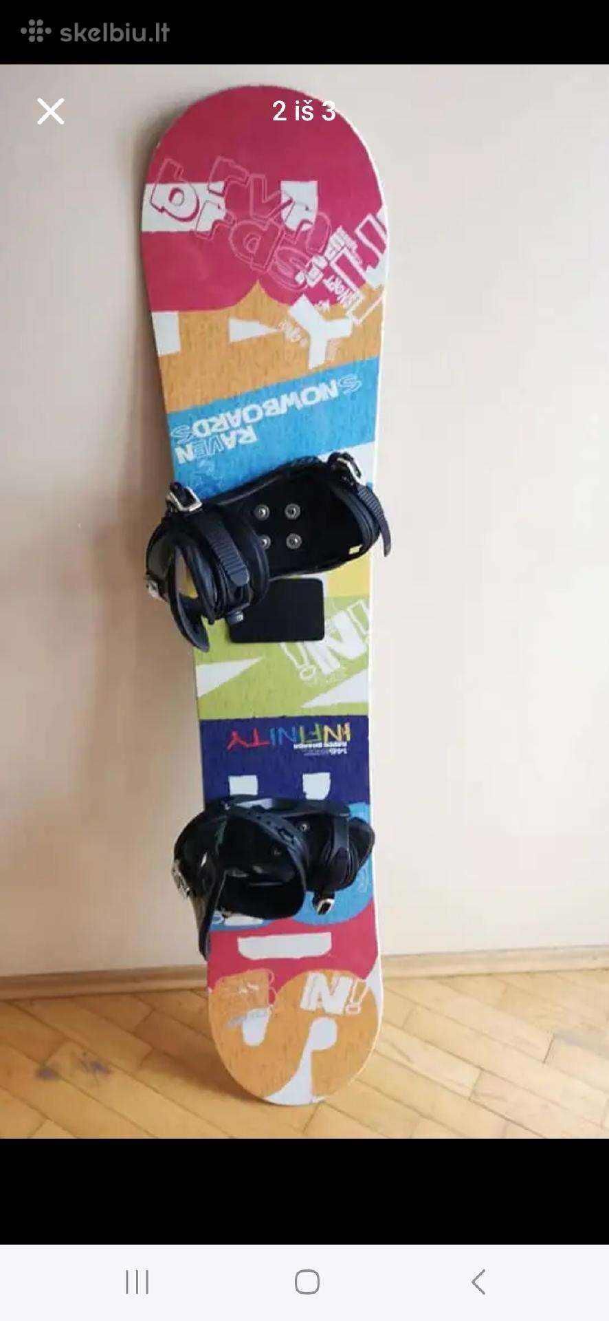 Snowboard Raven su Raven apkaustais 146-160cm.