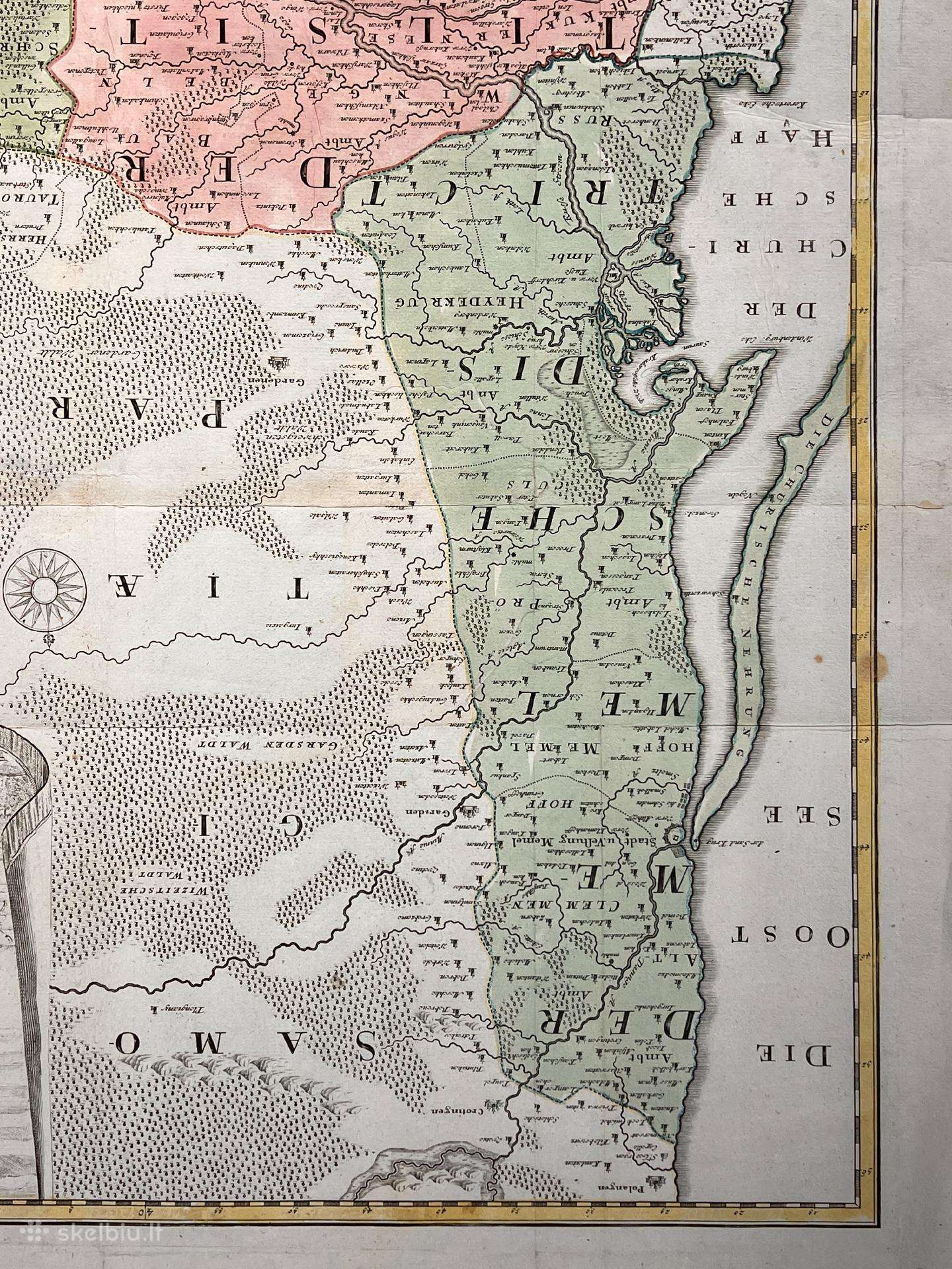 Didelis retas 18 amžiaus Gumbynės žemėlapis 1735 m