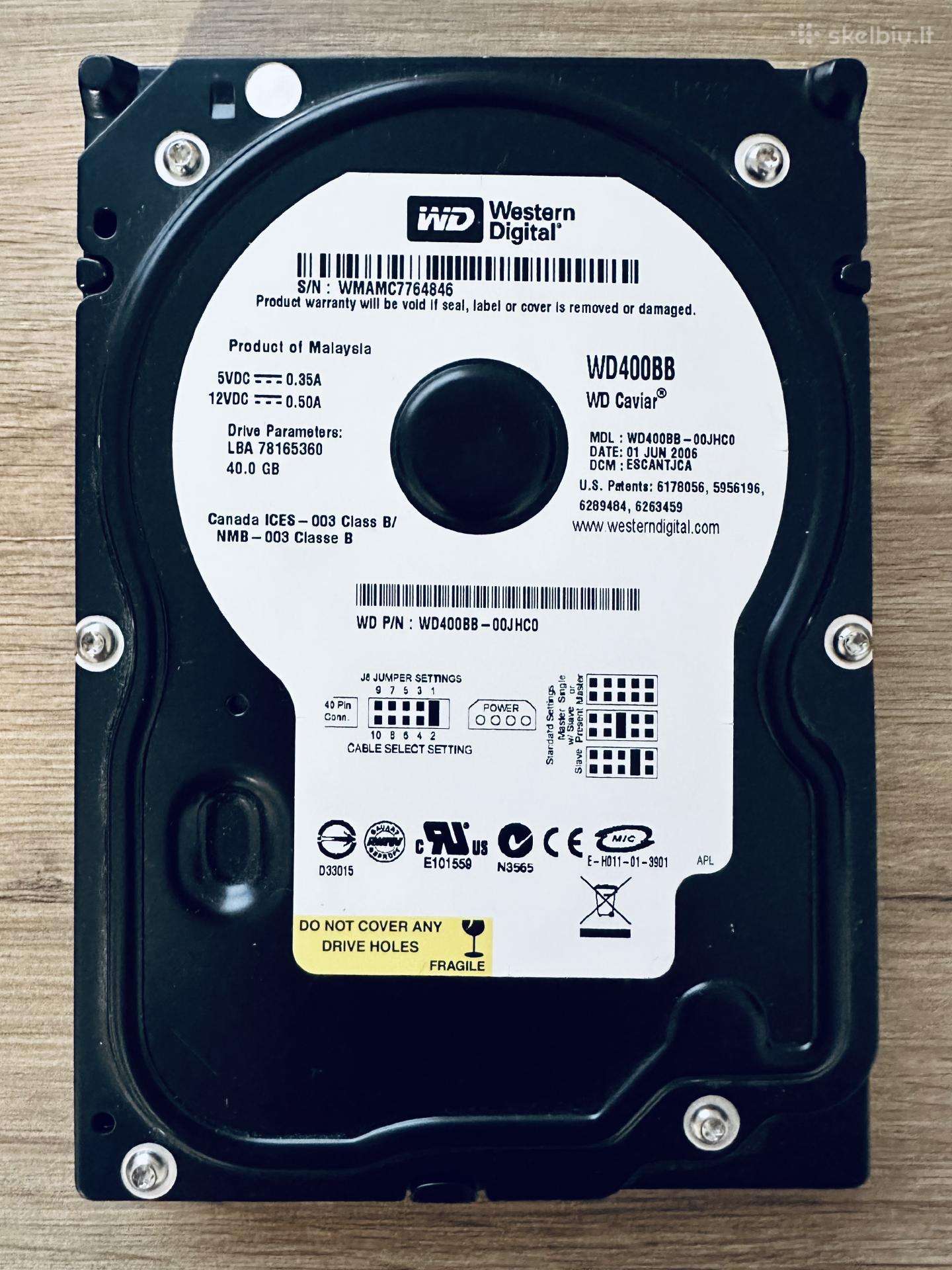 Western Digital Wd 40 GB Wd400bb kietasis diskas