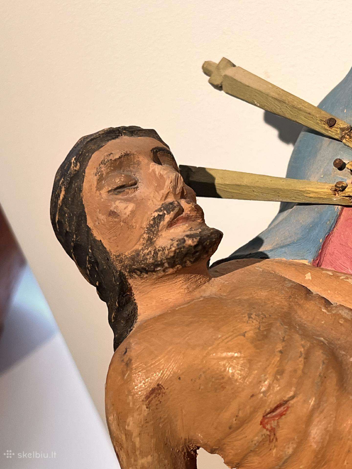 Antikvarinė lietuviška medinė skulptūra Pieta