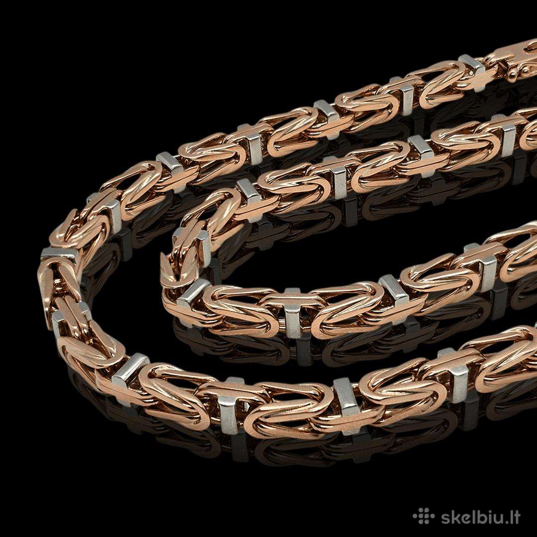 Raudono ir balto aukso grandinėlė ant kaklo