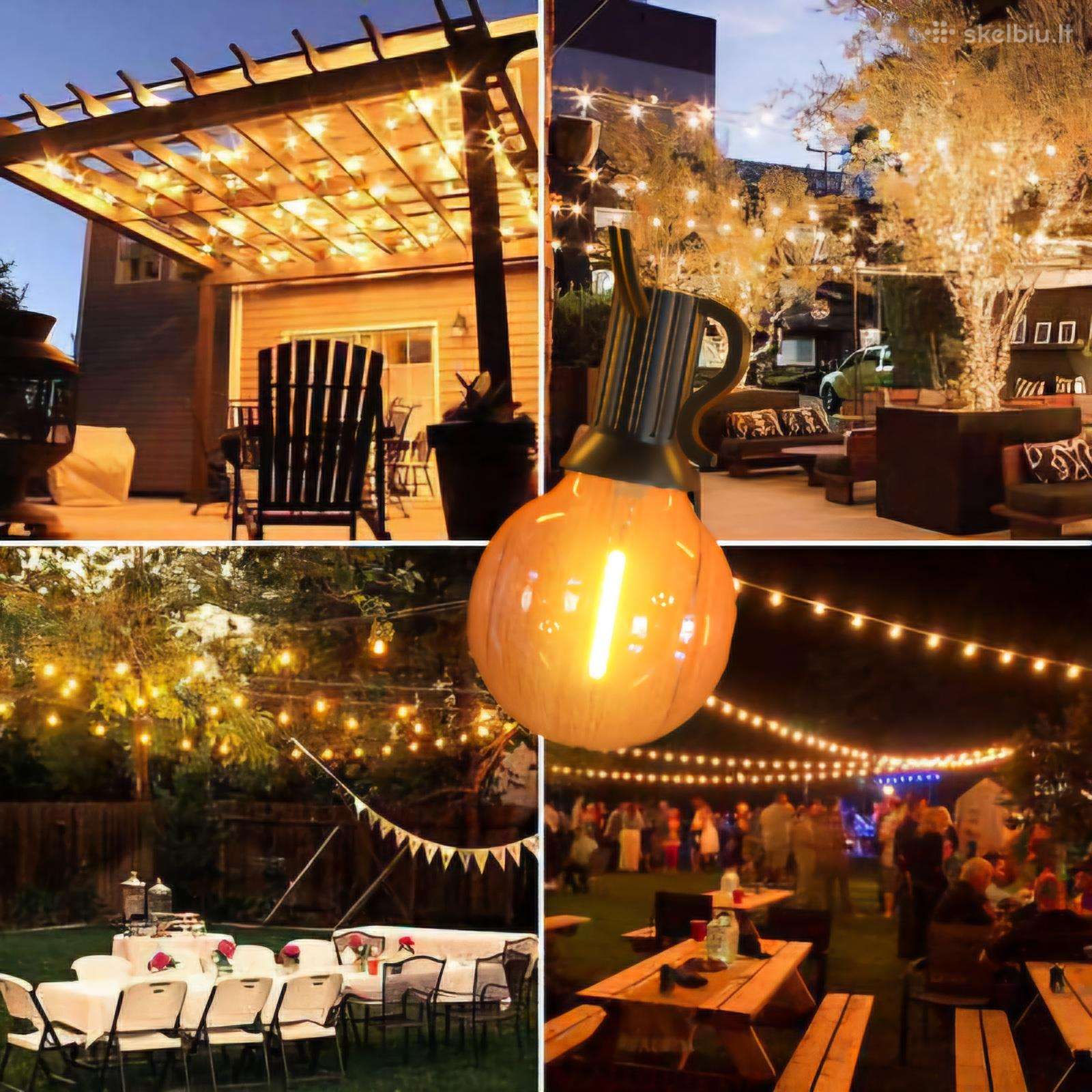 LED lauko, terasos, sodo, svenciu girliandos