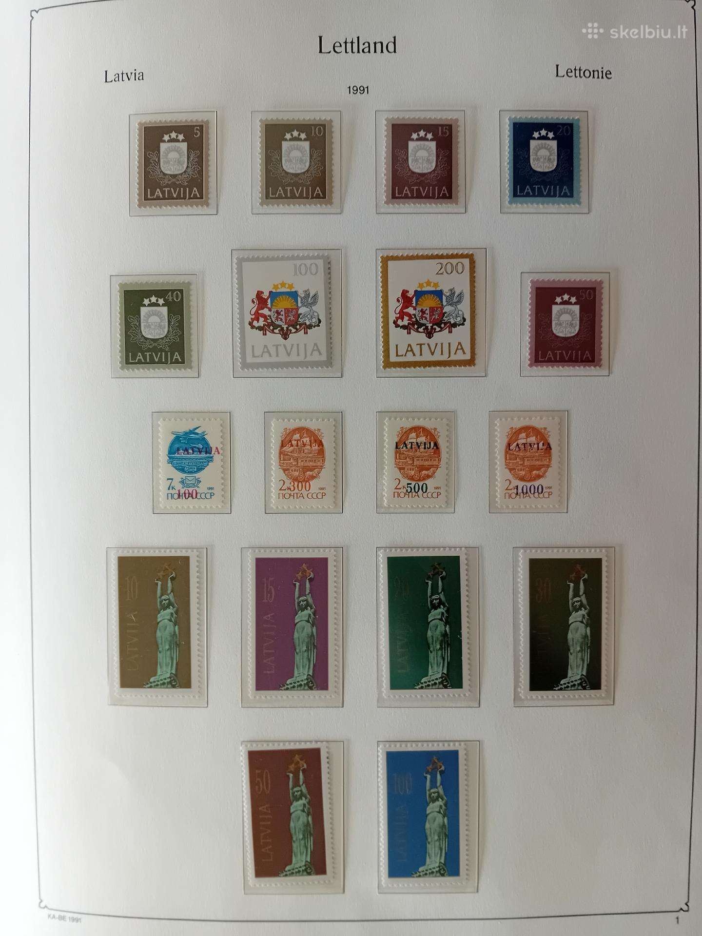 Pašto ženklai Latvija 1990-97 metai, albumas