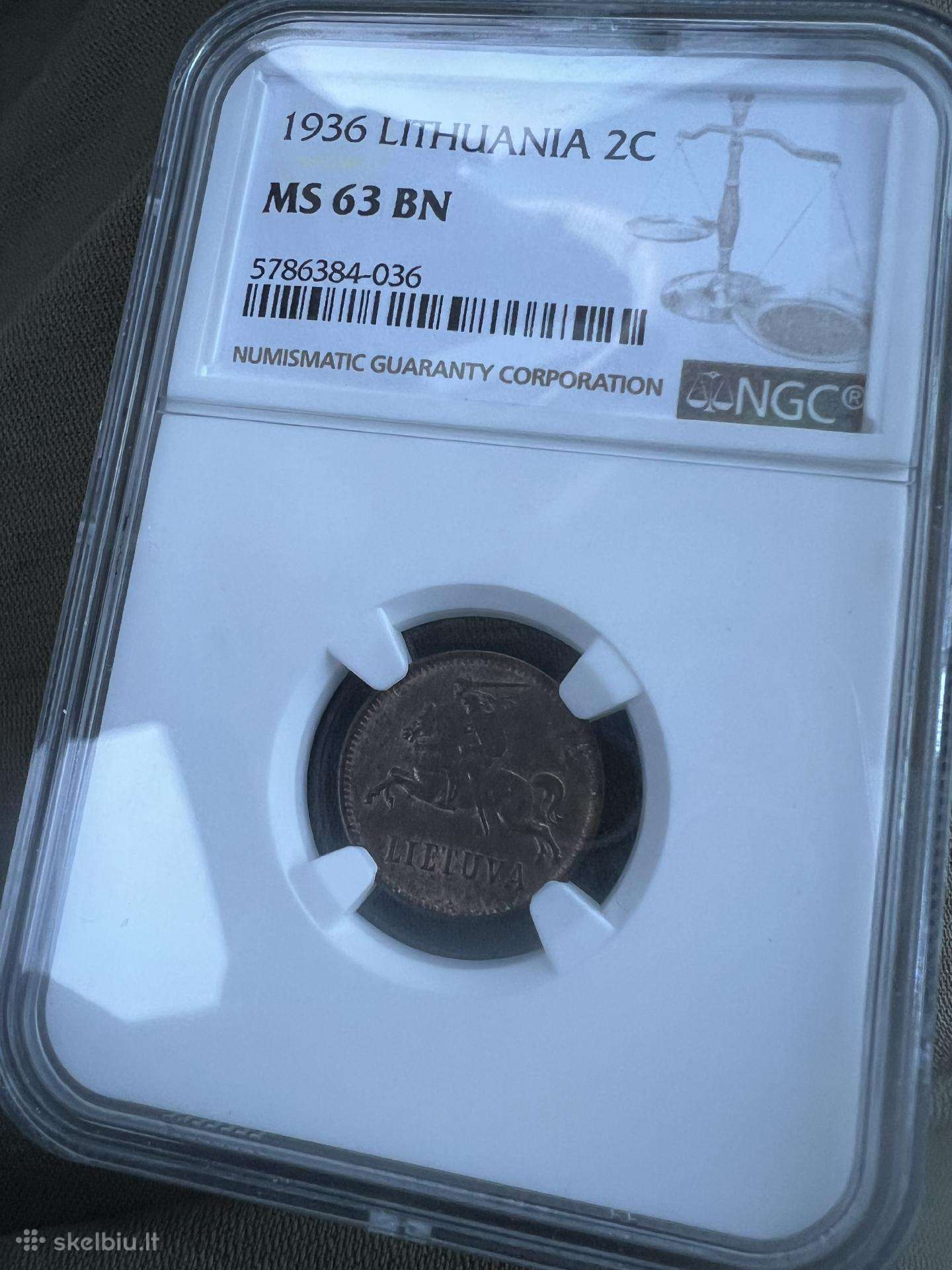 2 centai 1936 Ms63