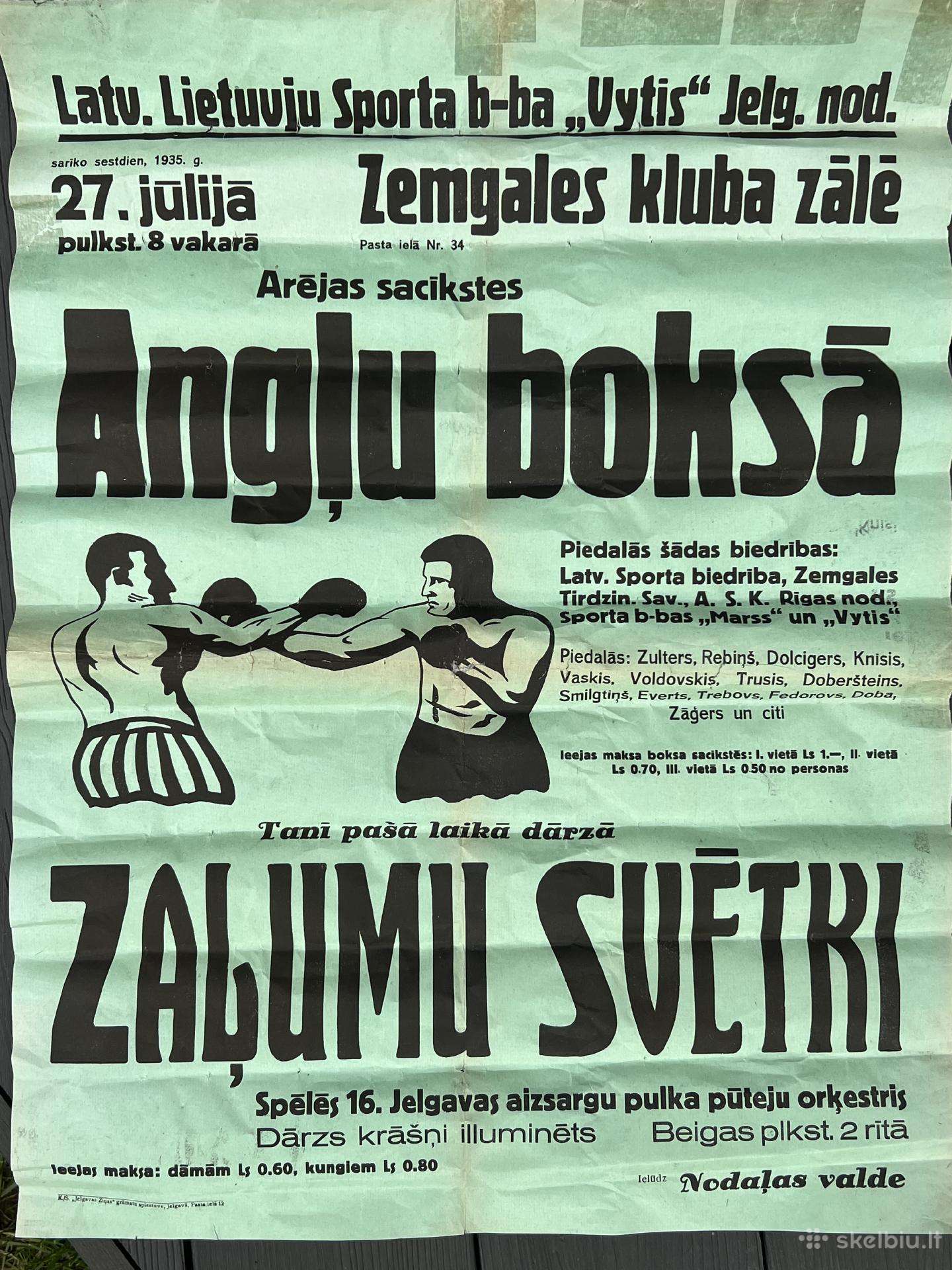 Lietuvių-latvių tarpukario bokso plakatas