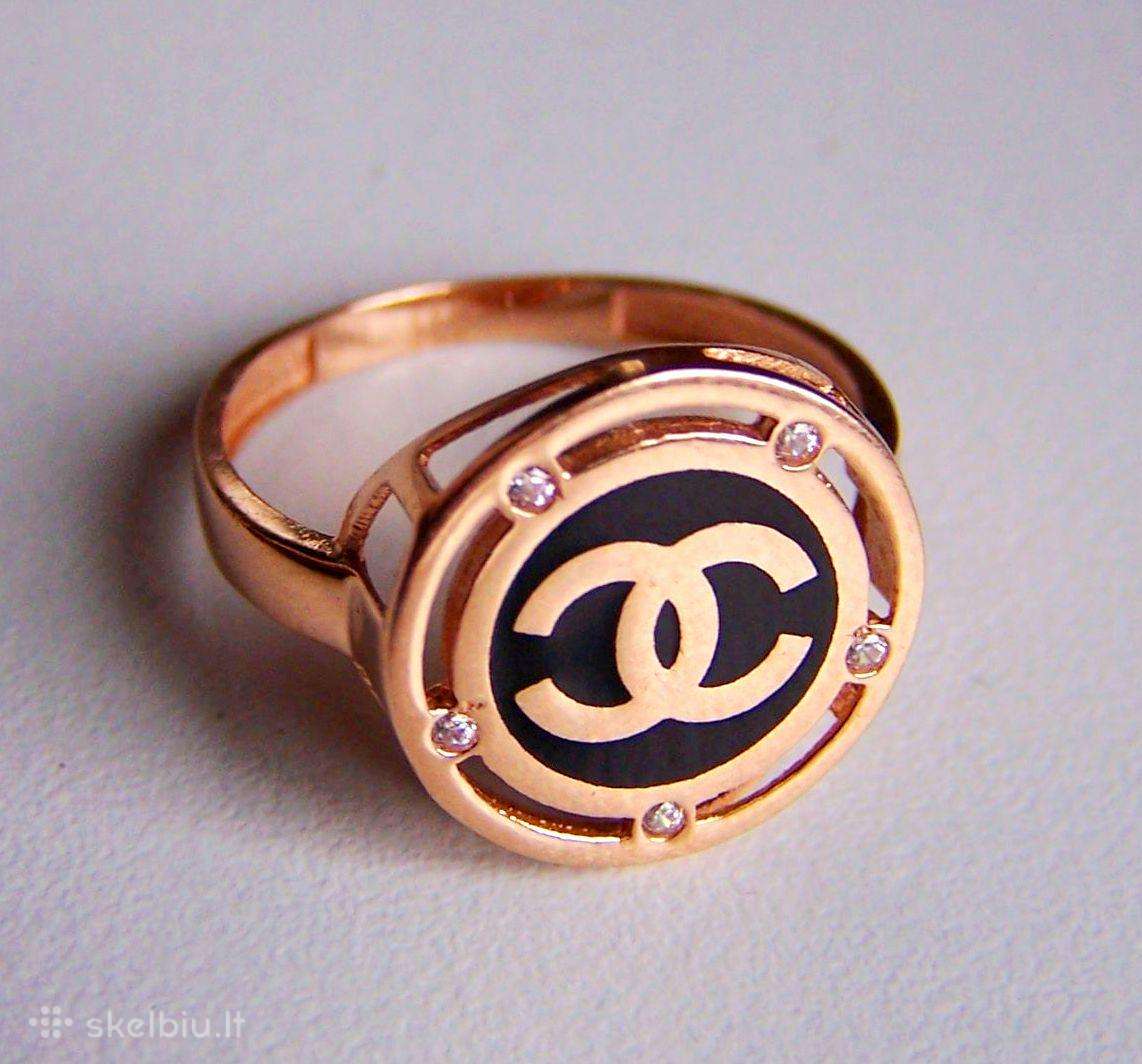 Sužadėtuvių auksinis ziedas su briliantu, Chanel