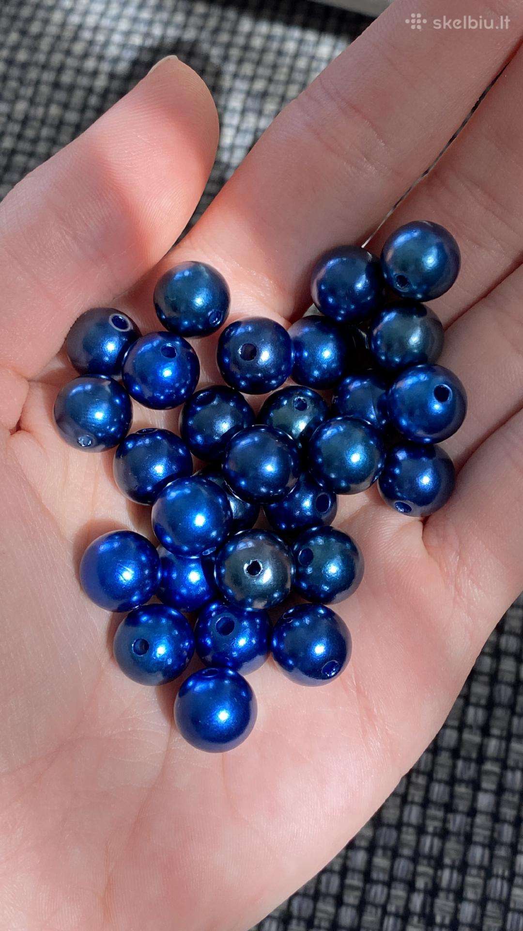 Nauji melyni plastikiniai karoliukai 10mm, 500 vnt