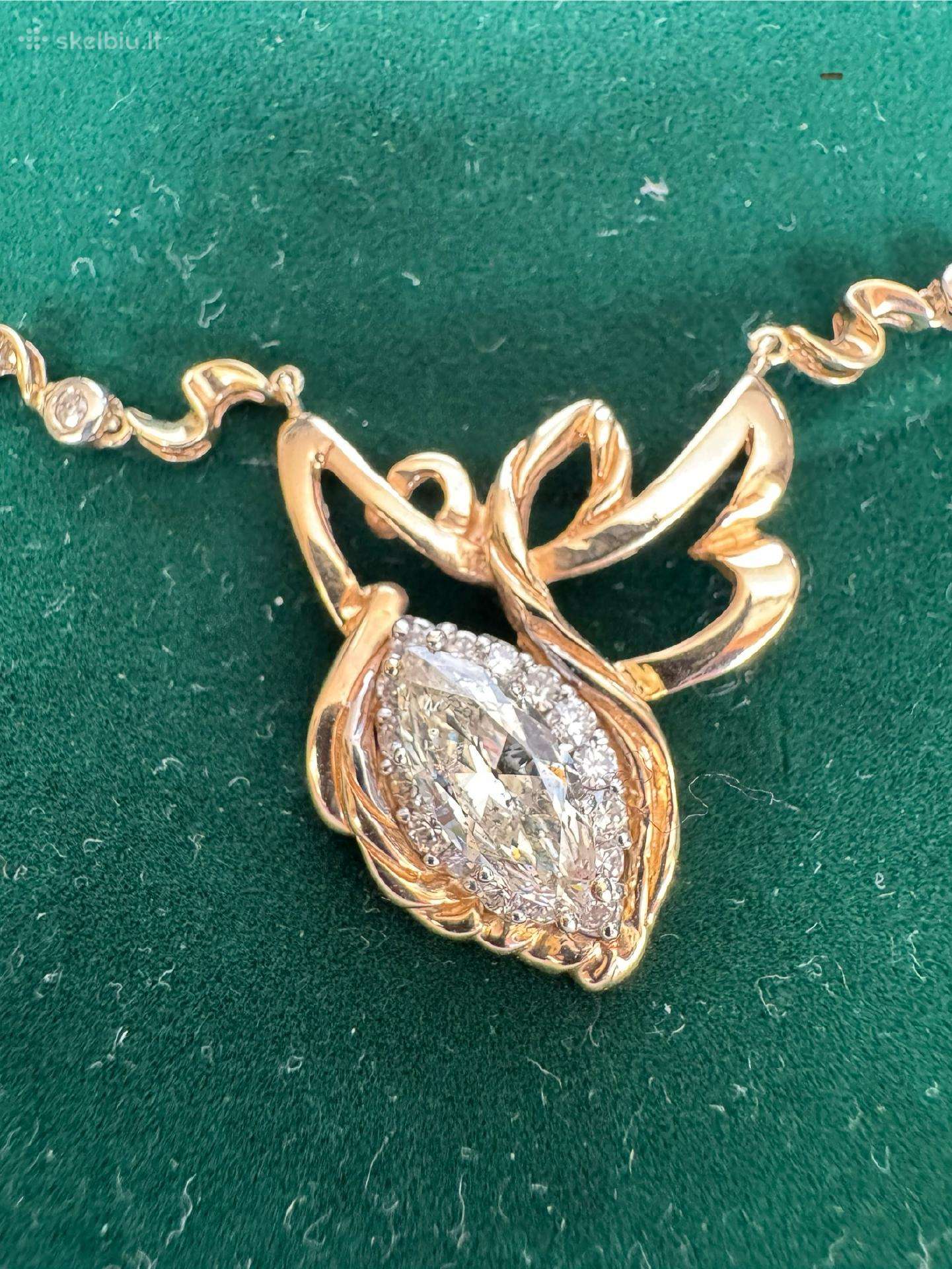 Auksinė Koljė su deimantais Au(585) Markizė 2.00ct