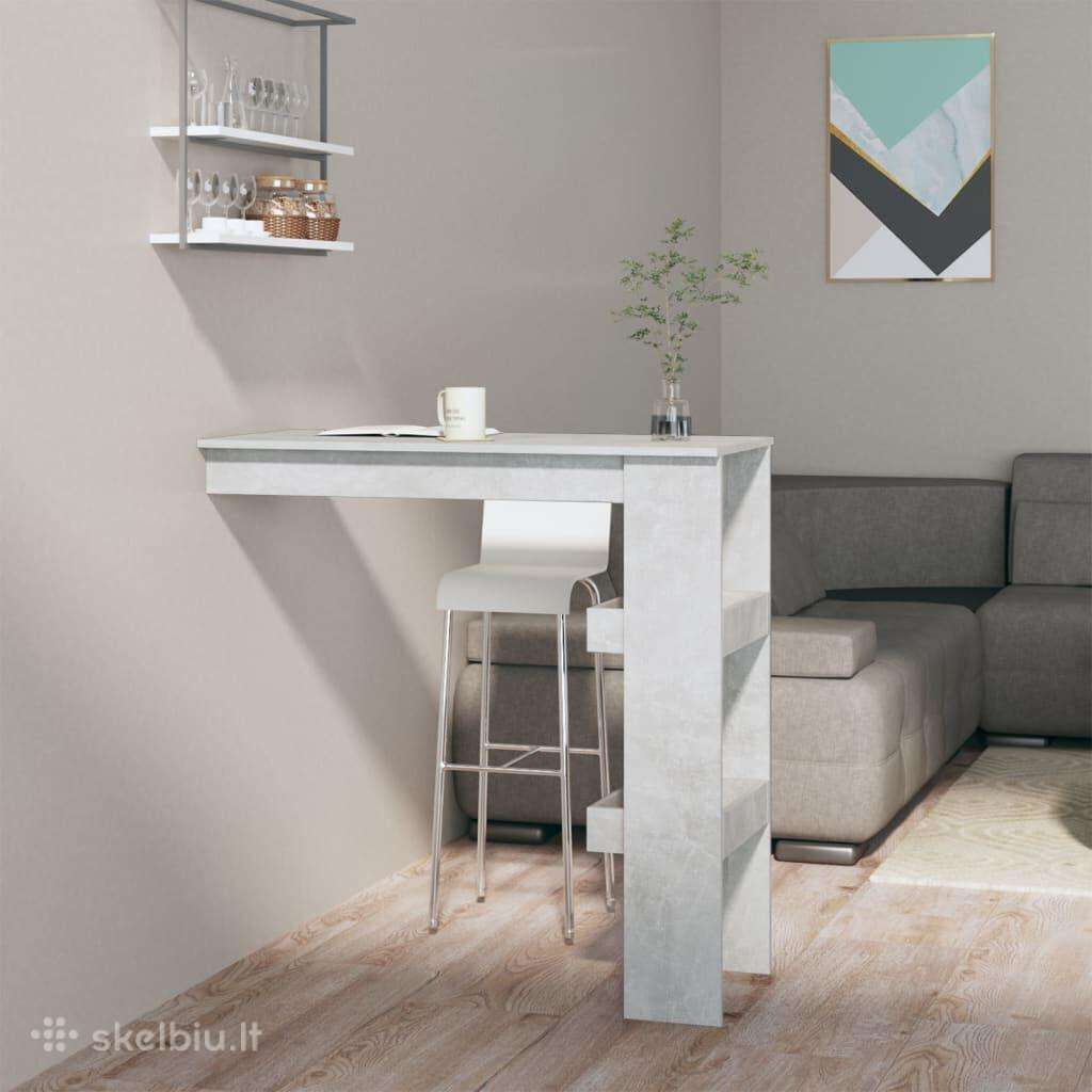 Vidaxl Sieninis baro staliukas, pilkas, 102x45x103