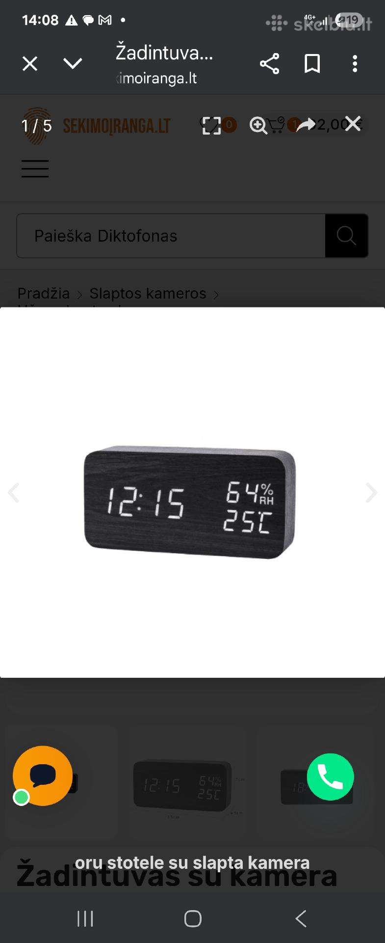 Laikrodis su mini slapta kamera