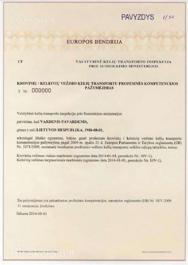Transporto vadybininkas 150€/mėn.