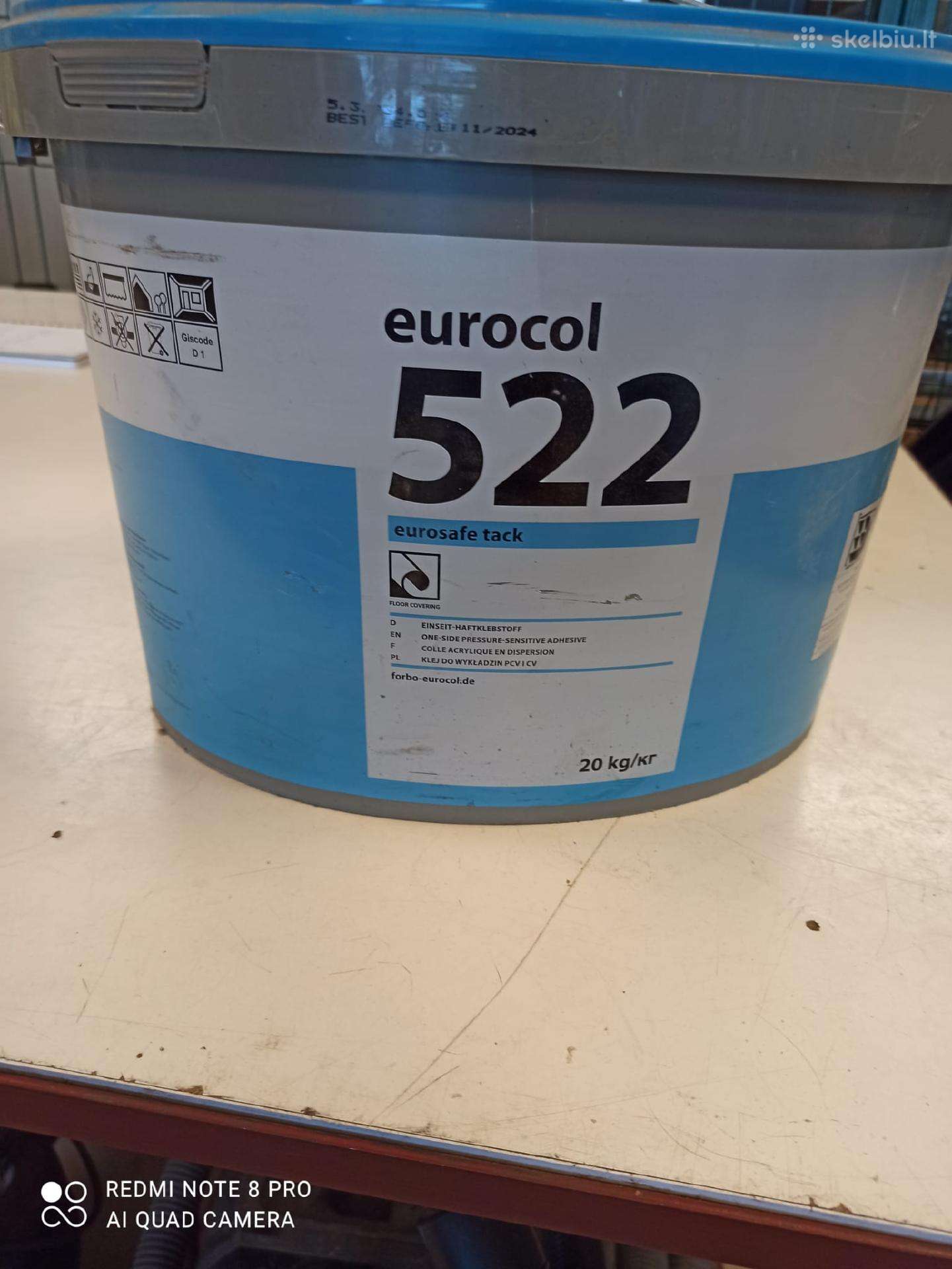 Forbo 522 20 kg, universalūs Pvc dangų klijai