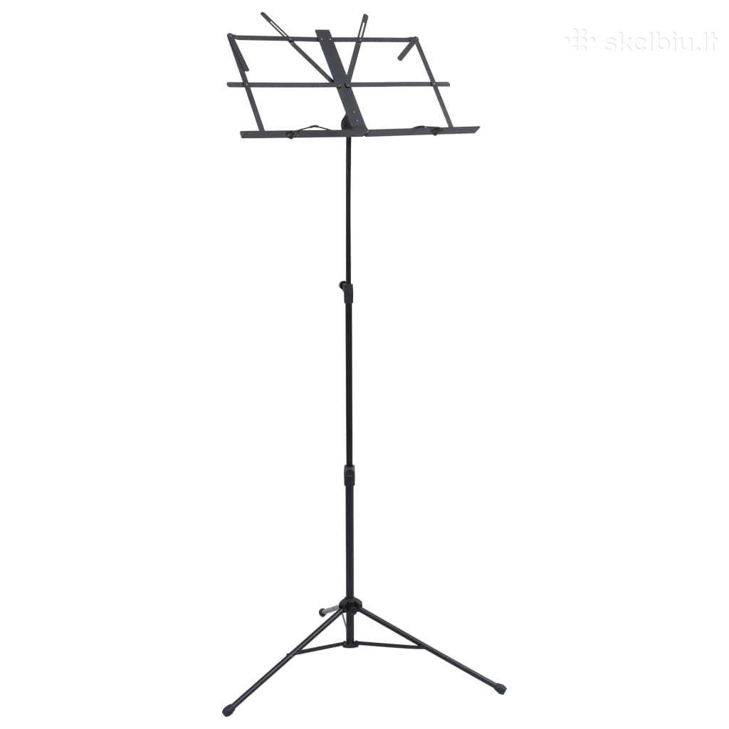 Vidaxl Natų stovas, juodas, plieninis 66-130cm