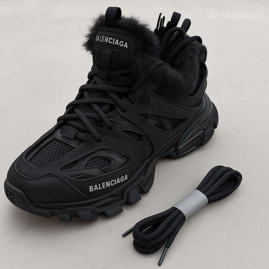 Balenciaga Track Faux Fur Black nauji