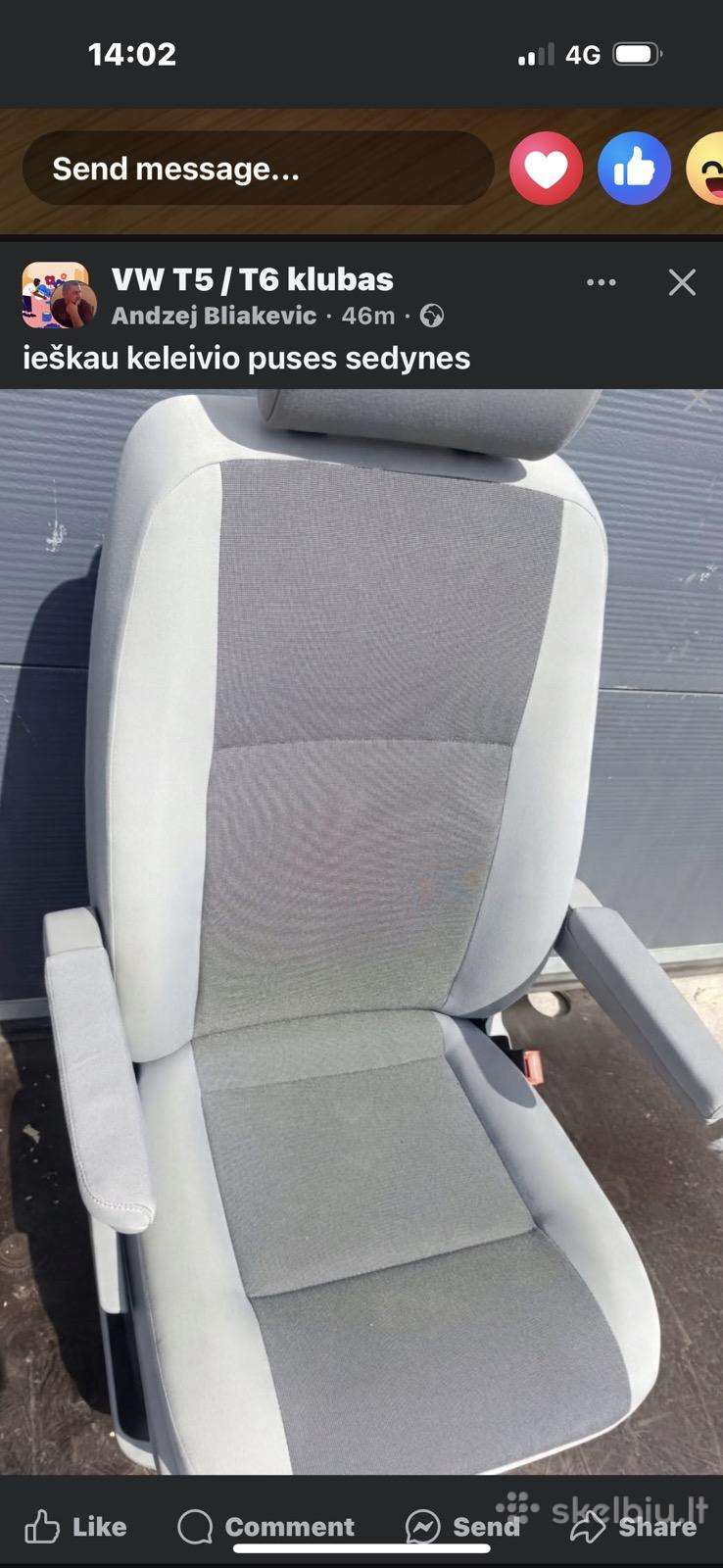 Volkswagen Transporter sėdynės