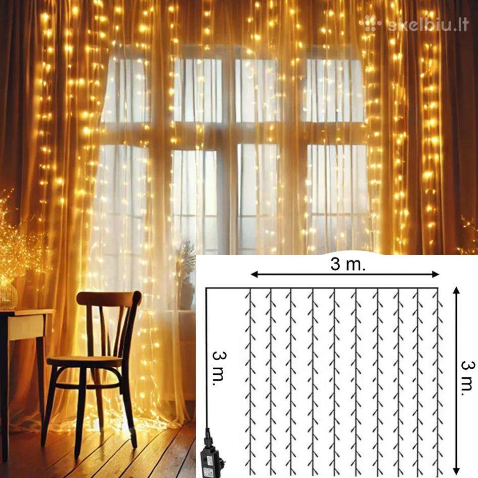 LED lempučių užuolaida 3 m. X 3 m. LED užuolaida