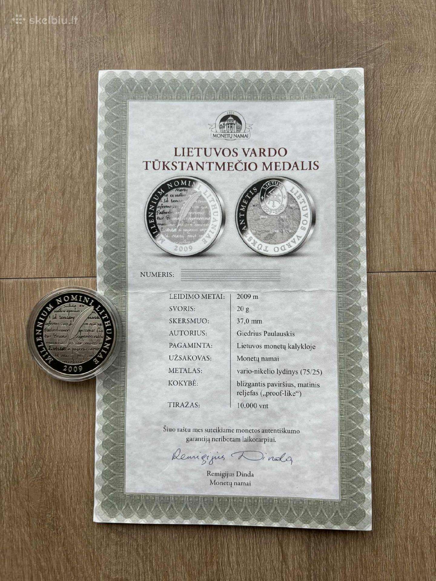 Medalis "Lietuvos vardo tūkstantmetis 1009-2009"