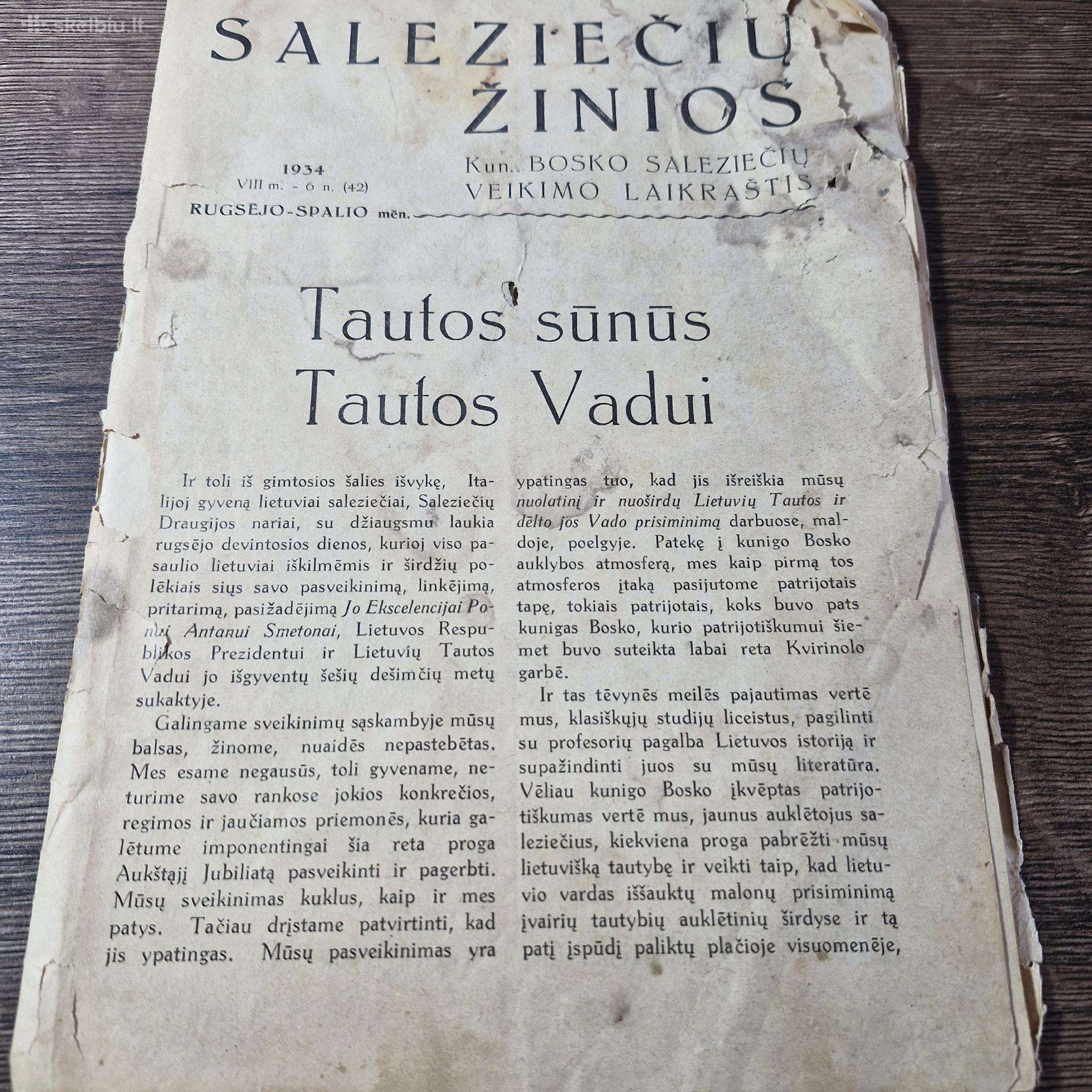 Saleziečių Žinios 1934 m. rugsėjo - spalio mėn.