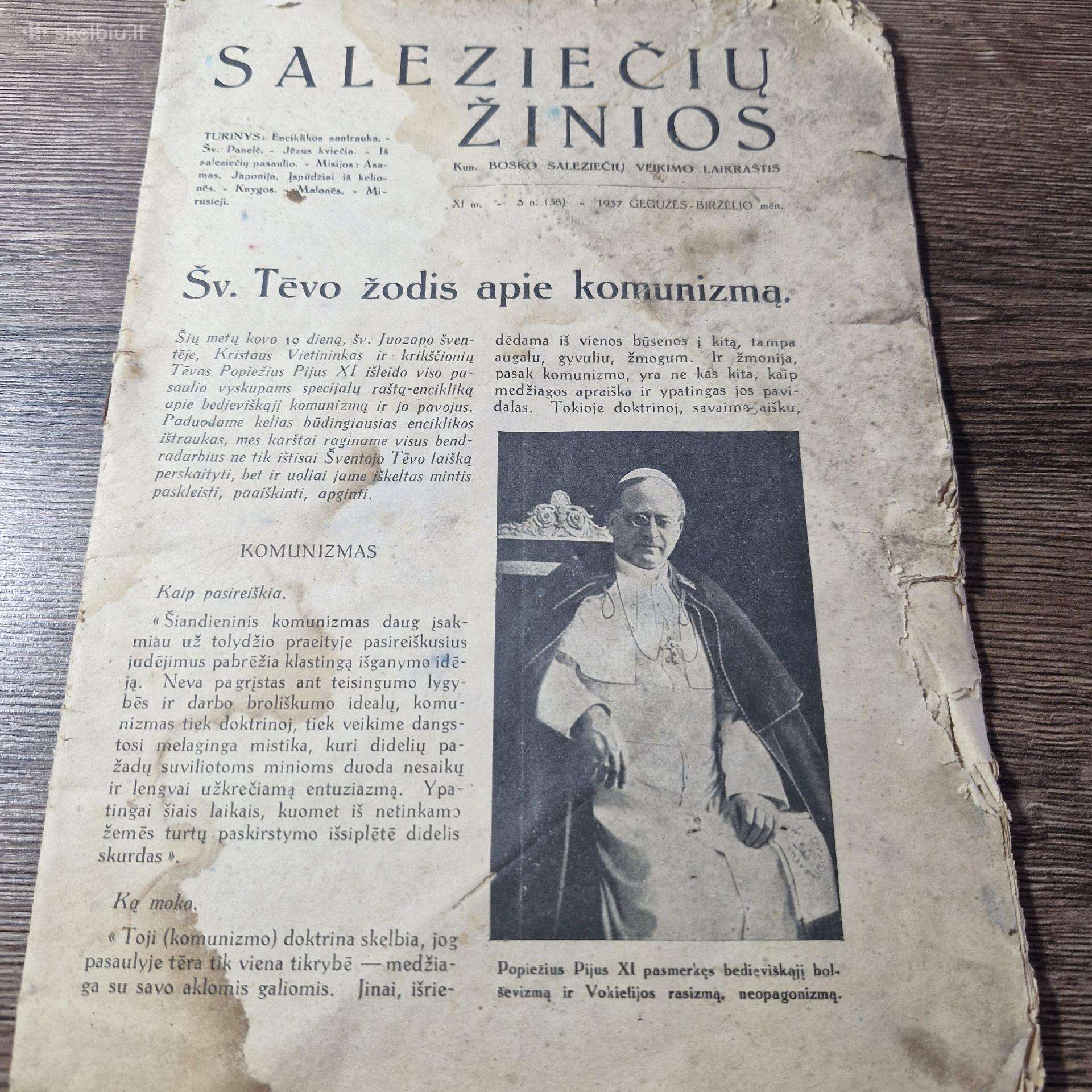 Saleziečių Žinios 1937 m. Gegužės- Birželio mėn.