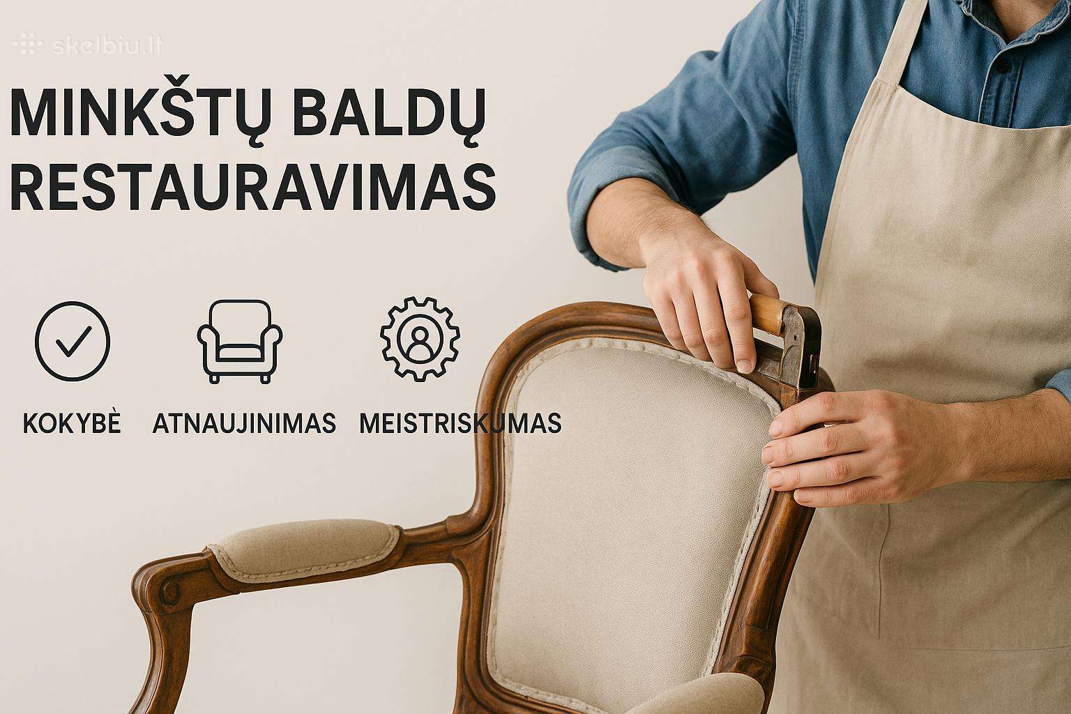 Minkštų baldų restauravimas, pervilkimas