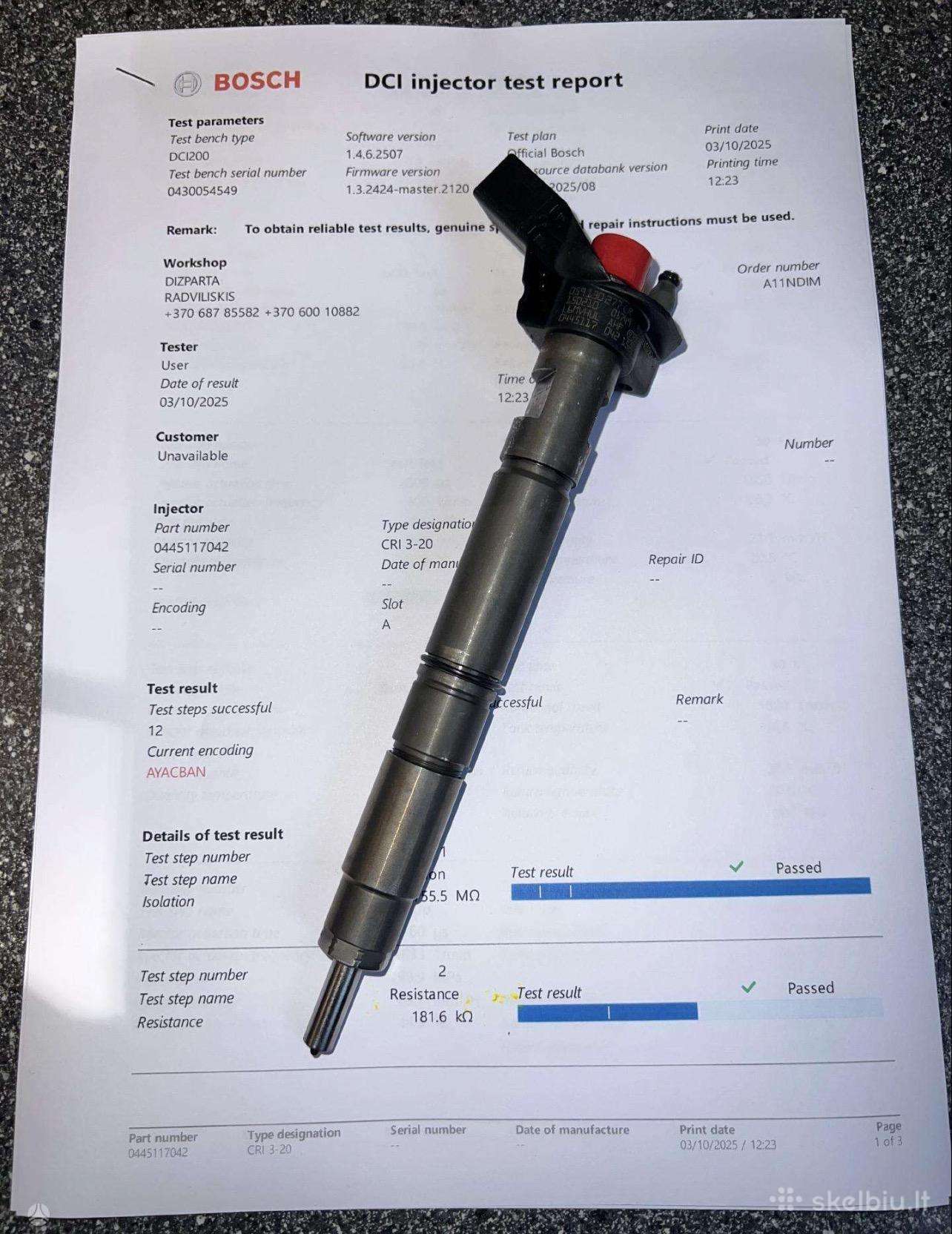 Audi VW 160-200kw 0445117042 purkstukai