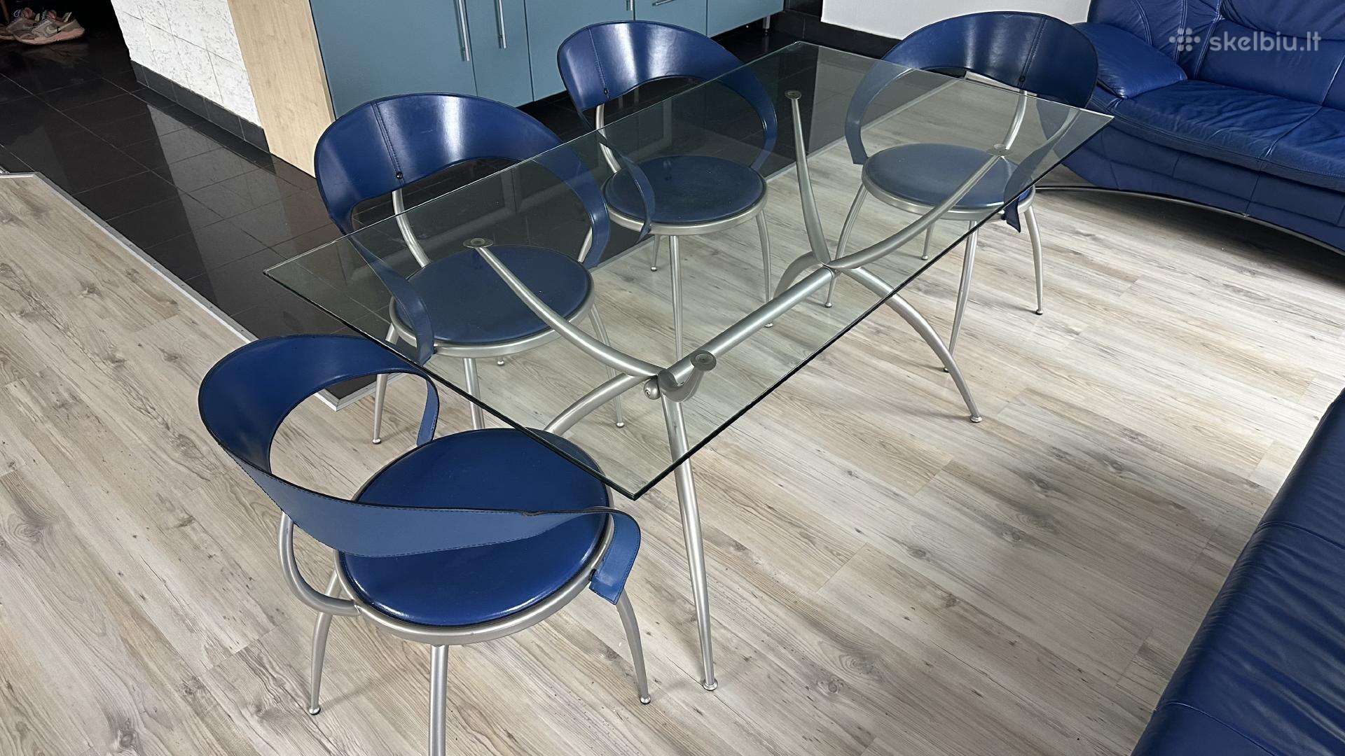 Itališkas Calligaris svetainės stalas ir kėdės