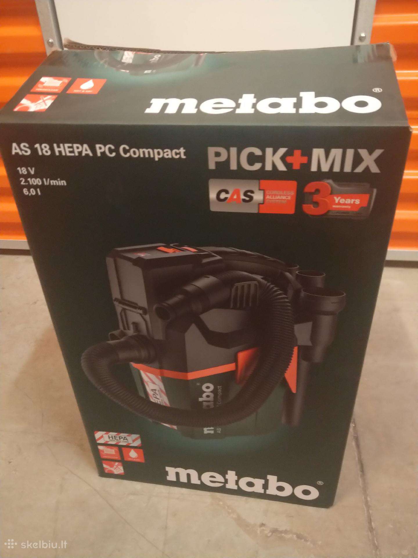 Akumuliatorinis siurblys Metabo As 18 Hepa Compact