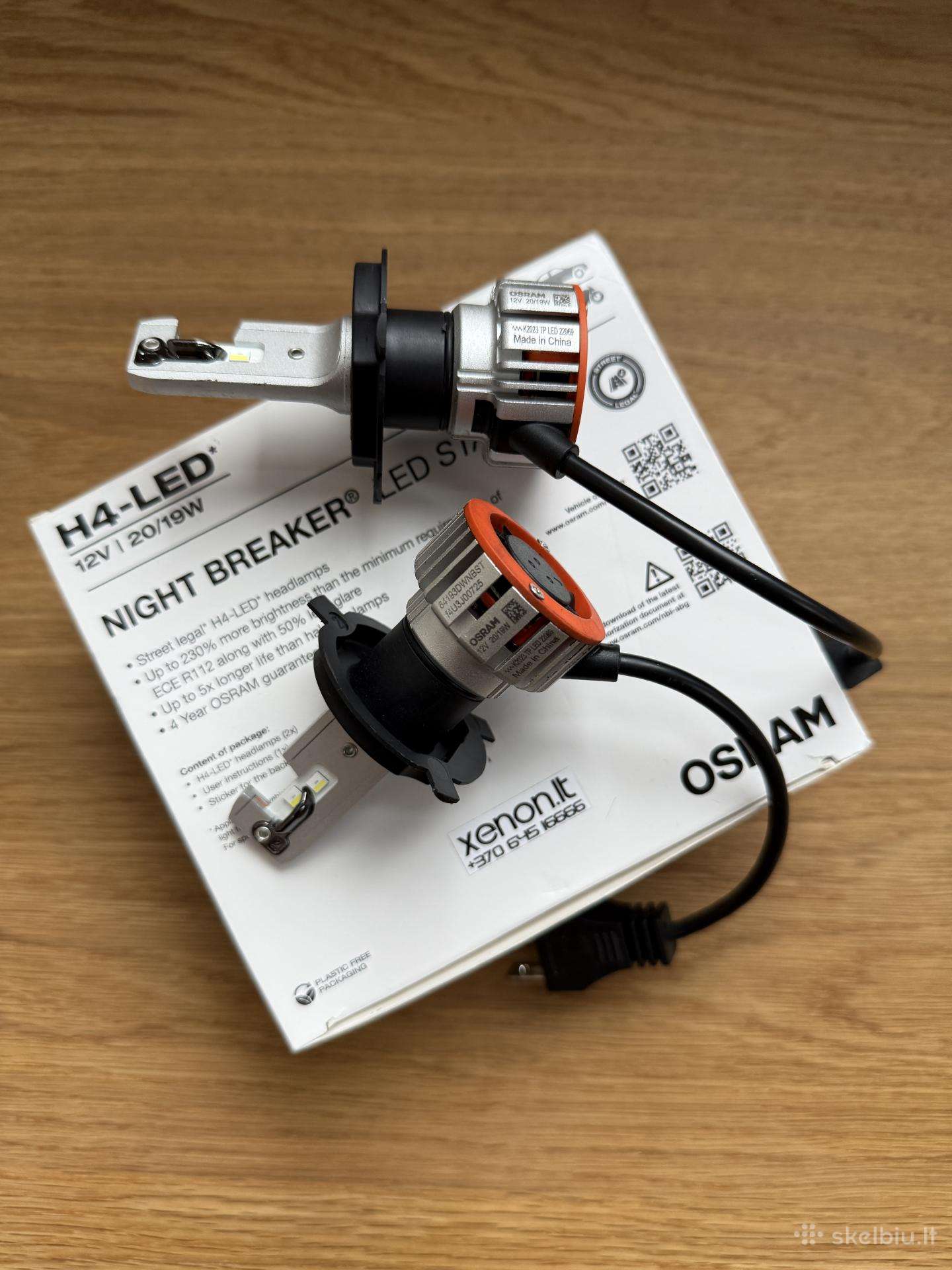 LED Osram H4 lemputės night breaker +230% legalios