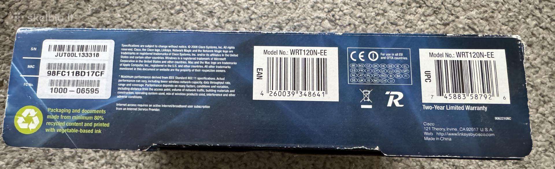 Parduodamas naudotas „wireless router“ Cisco Wrt12