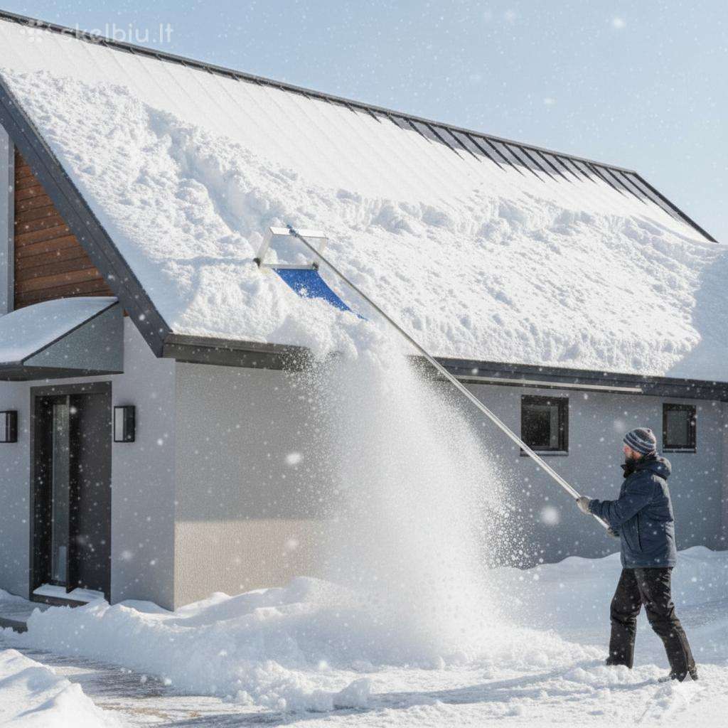 Sniego valytuvas šlaitiniams stogams
