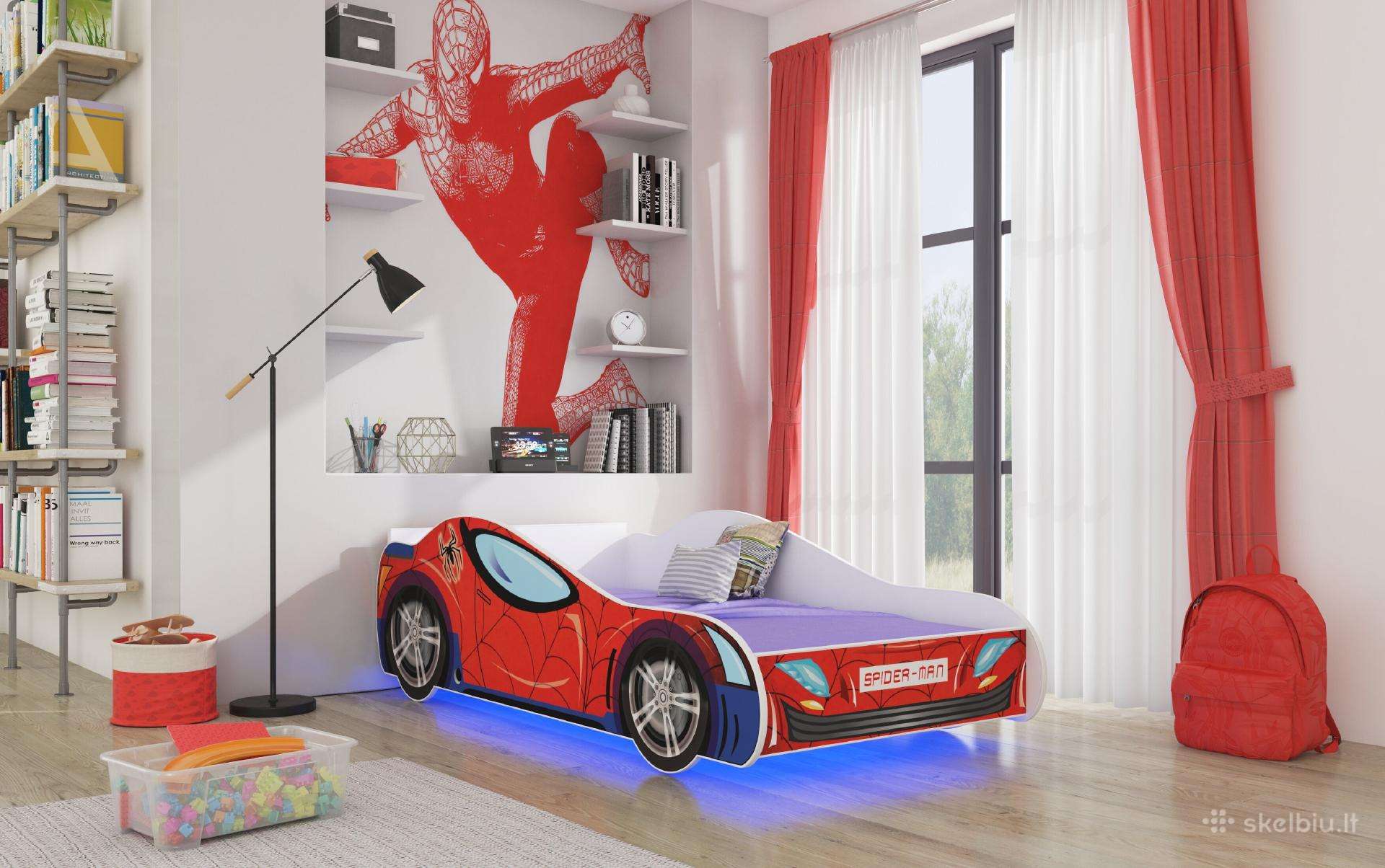 Vaikiška lova LED Spider, 70x140 cm