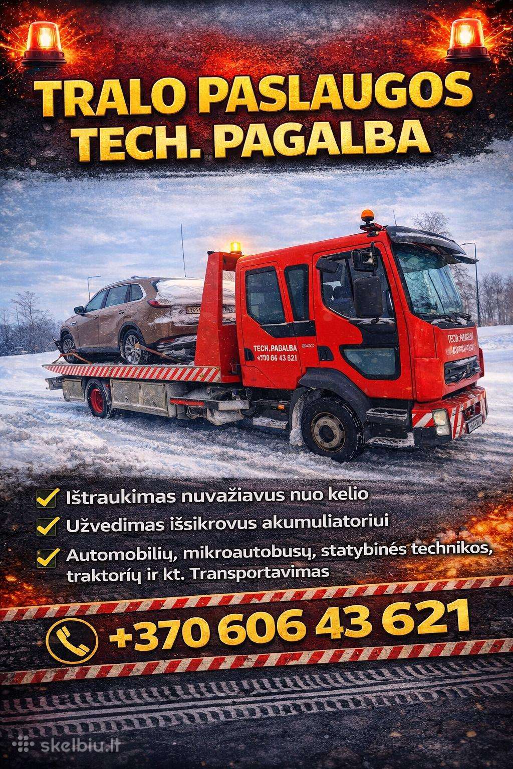 Tralo paslugos, tralas Šiauliai, tech. Pagalba