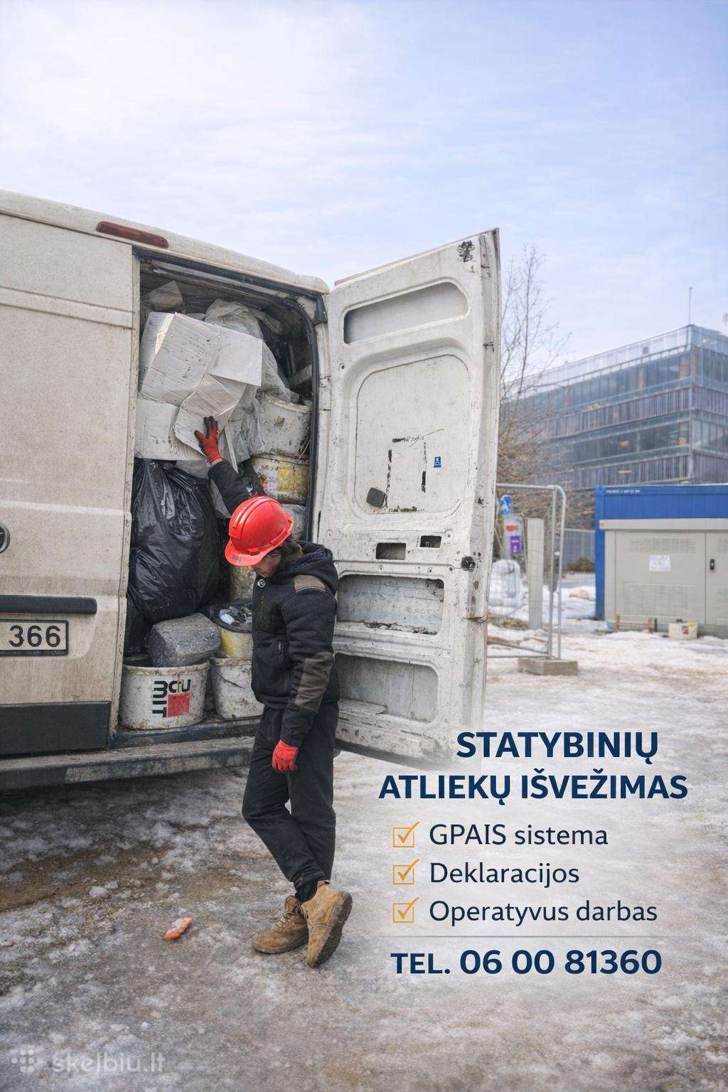 Statybinių šiukšlių išvežimas, žaliųjų atliekų sur