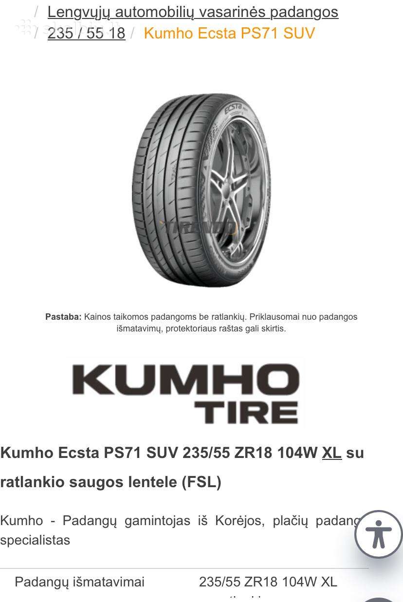 Kumho, summer 235/55 R18