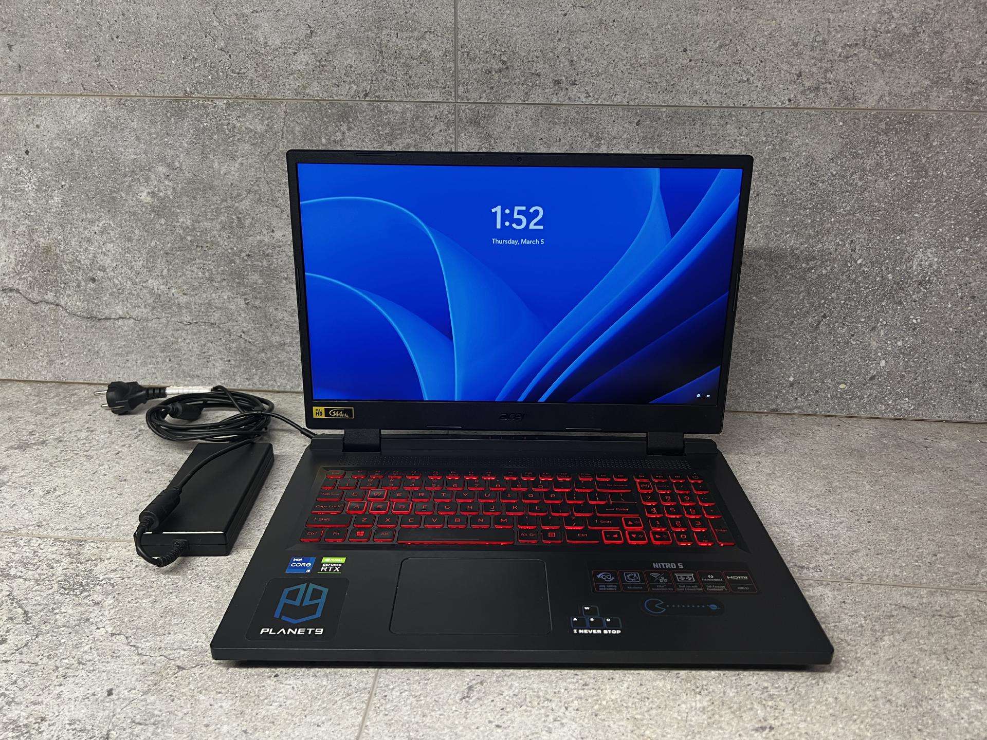 Acer Nitro 17,3ips i5 4,5ghz Rtx 3050ti 16gb 512gb
