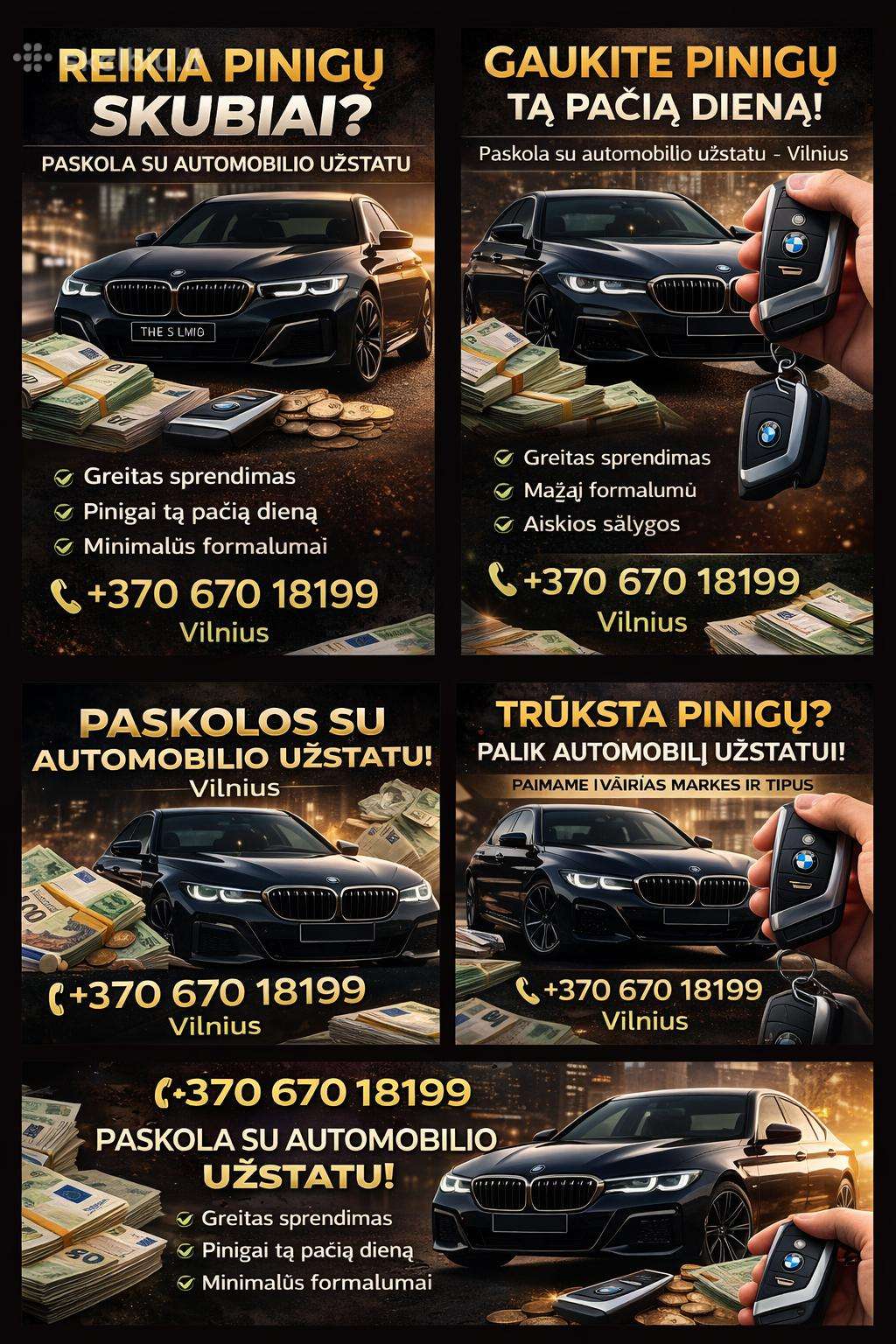 Greita paskola su automobilio užstatu Vilniuje