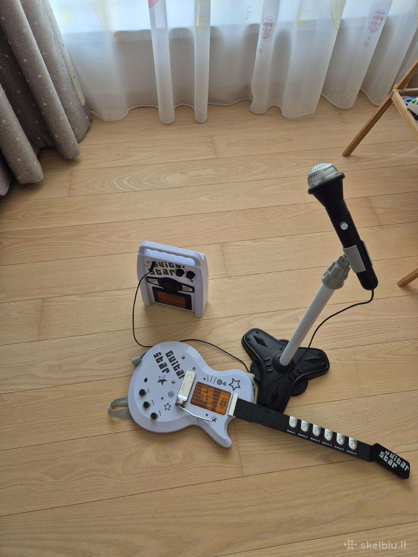 Elektrinė vaikiška gitara su mikrofonu ir kolonėle