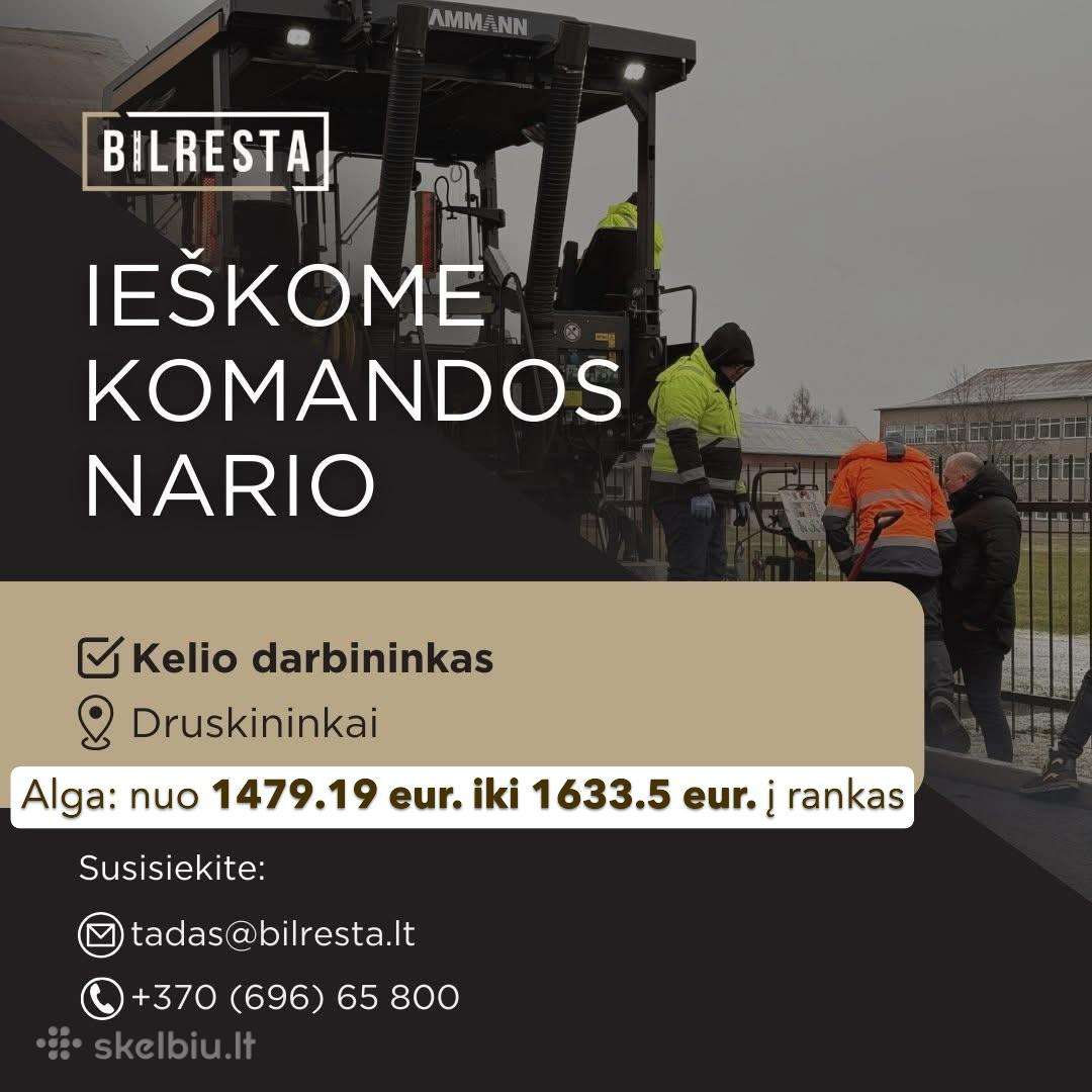 Ieškome kelio darbininko (skubiai)