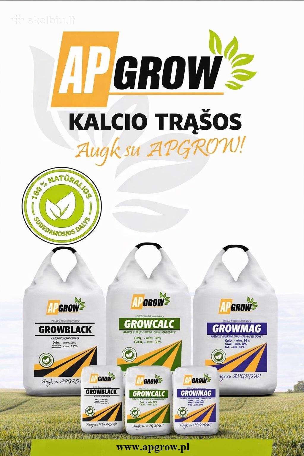 Granuliuotos kalcio trąšos, kreida, kalkės, magnis