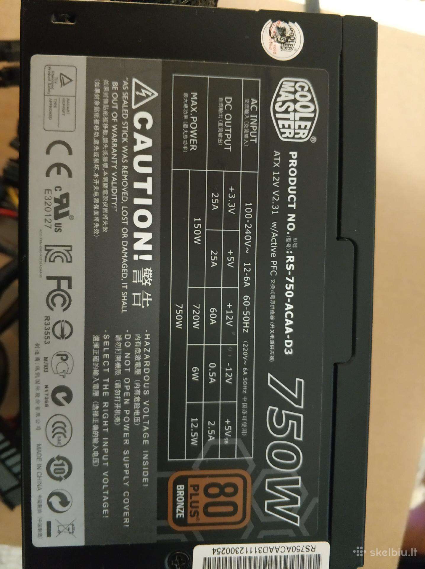 Cooler Master GX Bronze 750w, SSD, boxes