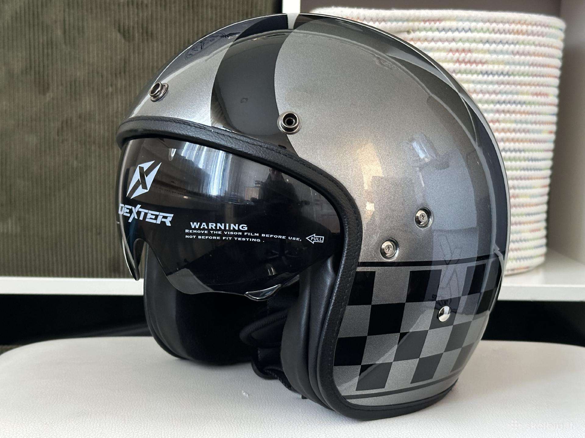 Retro motociklo šalmas Dexter dydžiai S ir M