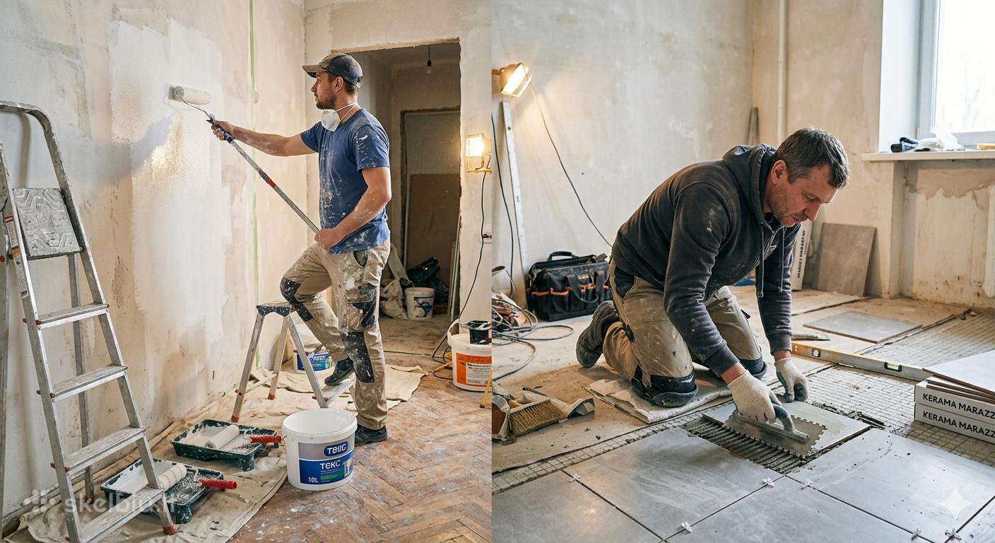 Reikalingi plytelių klojėjai ir dažytojai