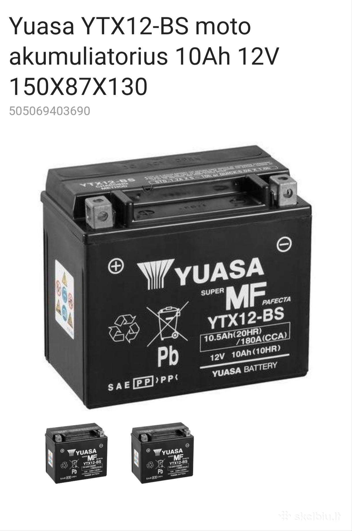 Yuasa Ytx12-bs motociklo akumuliatorius