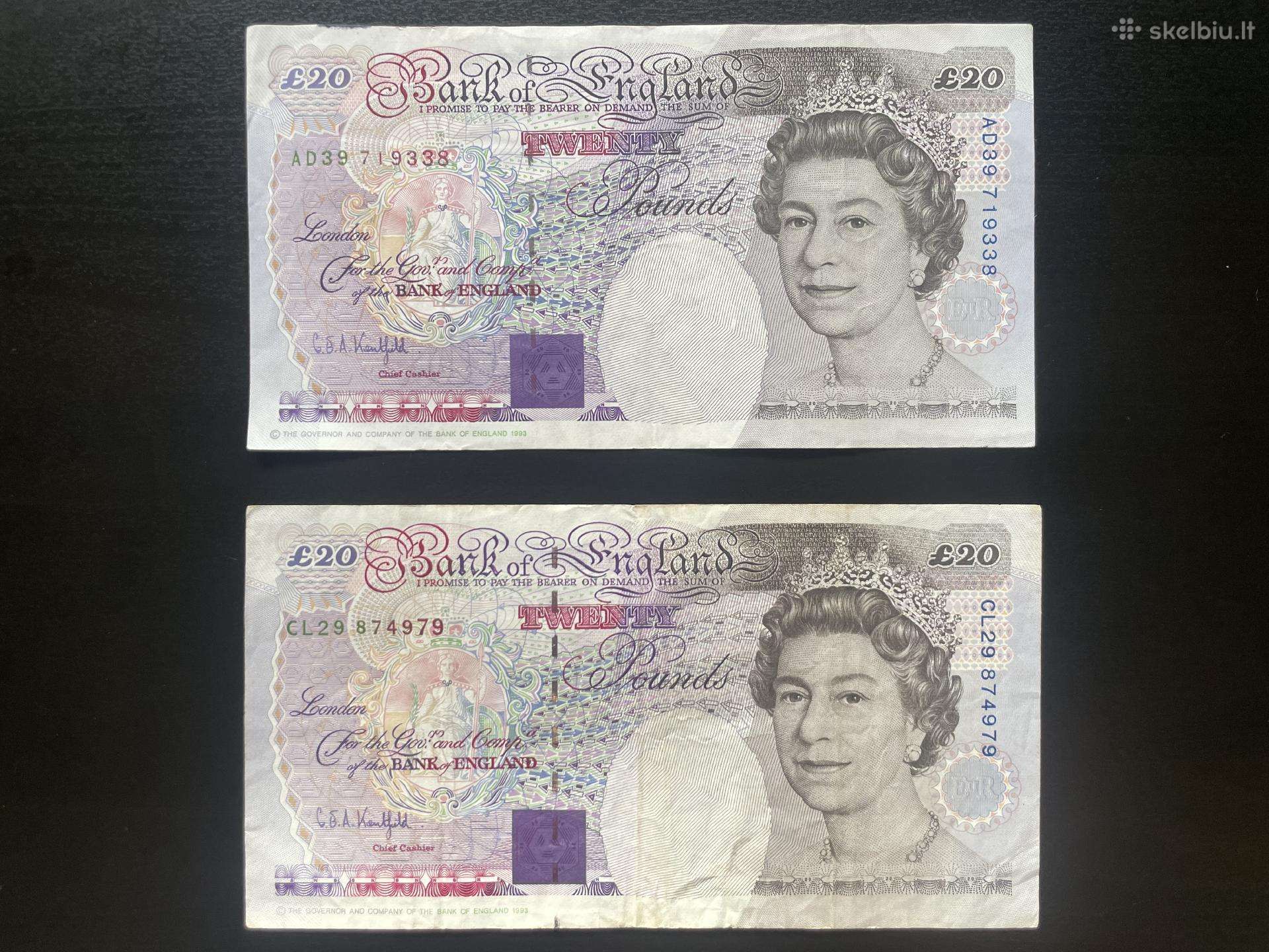 Dvidešimt svarų sterlingų £20 twenty puond 1993