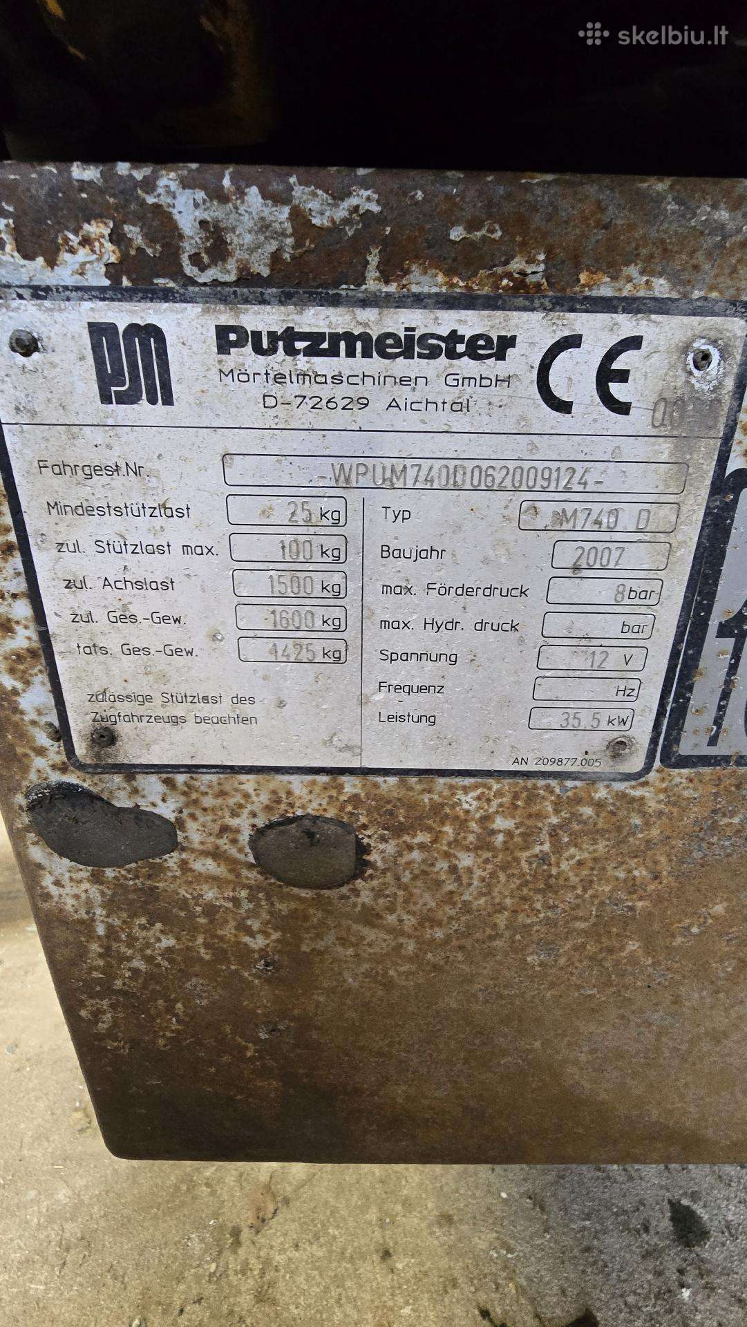 Putzmeister M740d, concrete pump