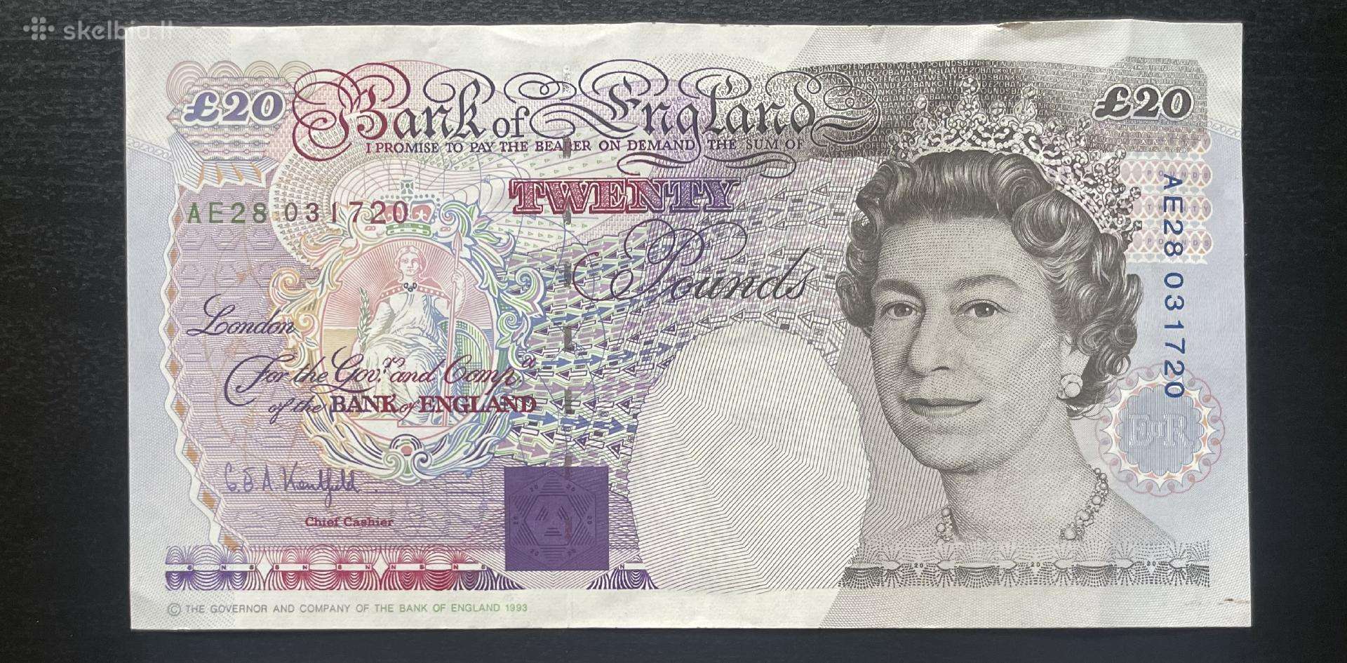 Dvidešimt svarų sterlingų £20 twenty pound 1993