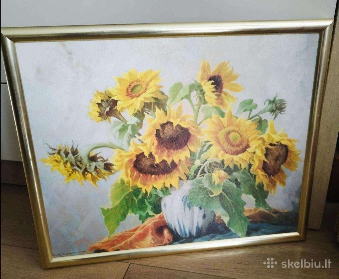 E. Krüger reprodukcija Saulėgrąžos 53 x 43 cm.