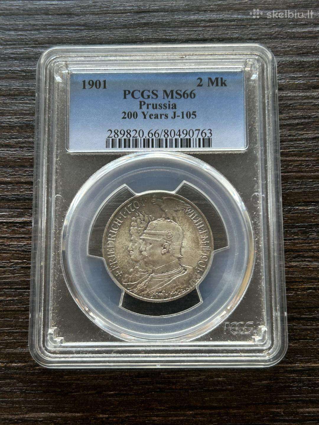 Vokietija Prusija 2 markes 1901 Pcgs Ms66