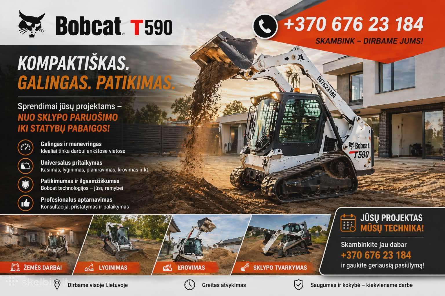 Bobcat 550, statybos transporto nuoma